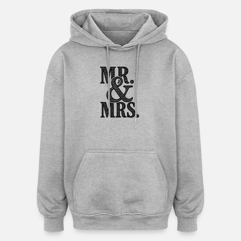 MR. & MRS - mariage romantique - jeunes mariés - Sweat à capuche oversize unisexe - gris chiné