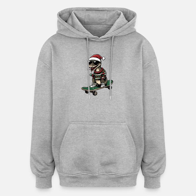Serpent Cobra Noël Drôle - Sweat à capuche oversize unisexe - gris chiné