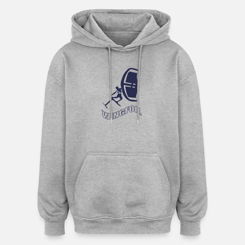 Windfoil Surfer Silhouette - Sweat à capuche oversize unisexe - gris chiné