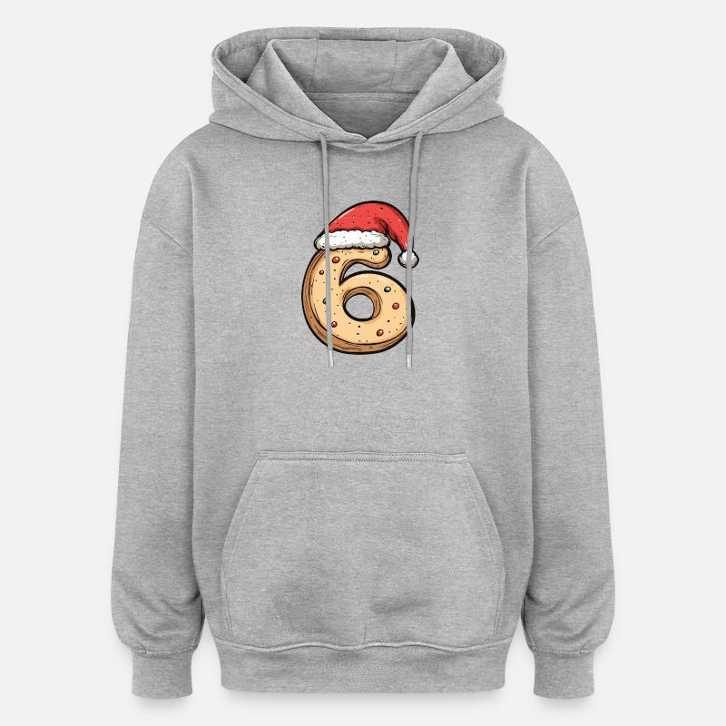 Biscuit de Noël à 6 chiffres - Sweat à capuche oversize unisexe - gris chiné