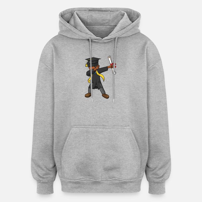 Afro Boy Dabbing Abschlussklasse 2026 - Oversized Unisex Hoodie - Grau meliert