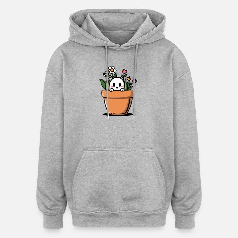 Schüchterner Geist hinter Blumentopf - Oversized Unisex Hoodie - Grau meliert