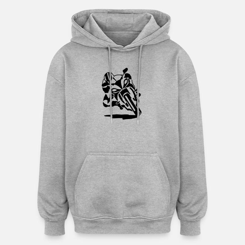 motocyclette - Sweat à capuche oversize unisexe - gris chiné