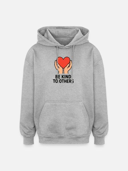 Hands Holding Heart of Kindness - Oversized Unisex Hoodie - heather grey
