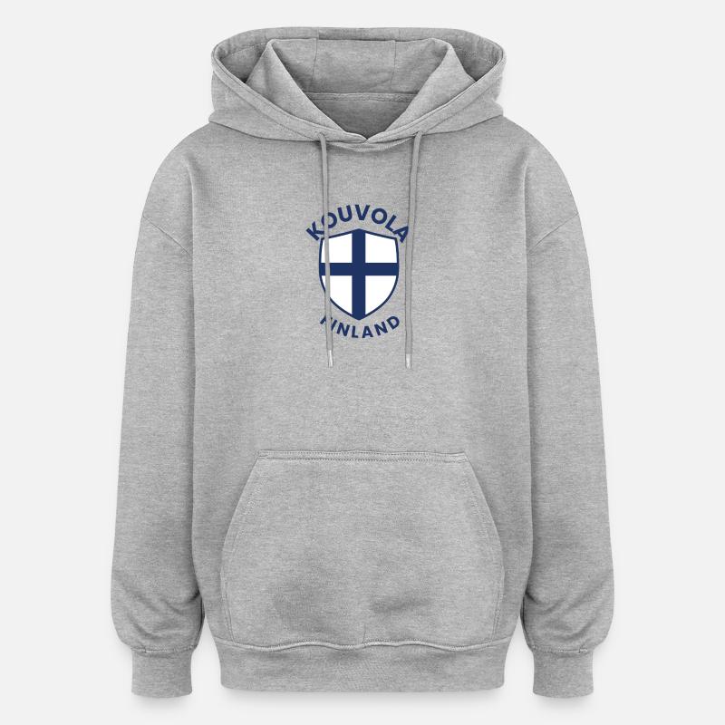 Logo du Bouclier de Kouvola Finlande - Sweat à capuche oversize unisexe - gris chiné