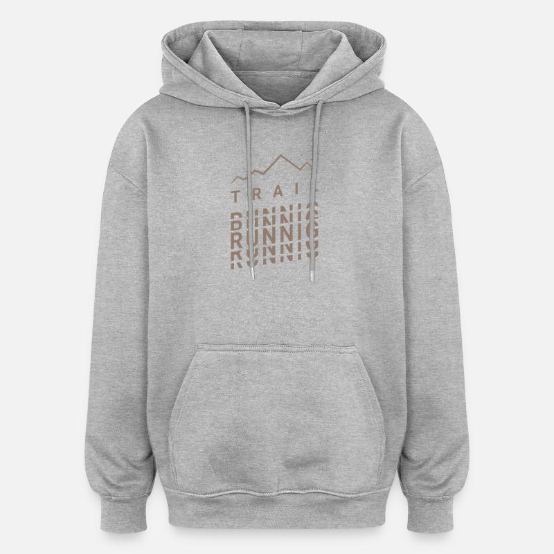 Mouvement de la course en sentier - Sweat à capuche oversize unisexe - gris chiné