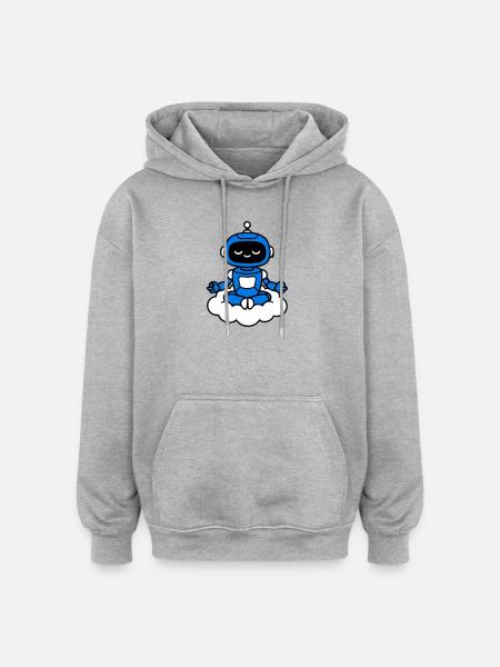 AI Human Fan Club Hovering Robot - Oversized Unisex Hoodie - heather grey