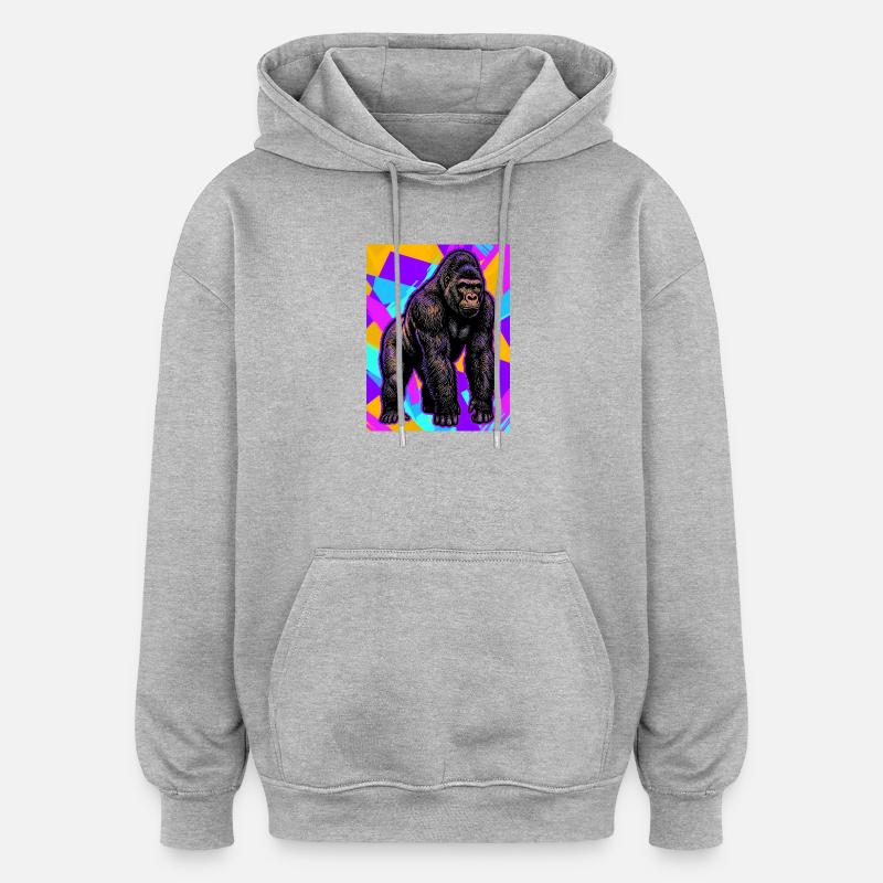 gorille - Sweat à capuche oversize unisexe - gris chiné