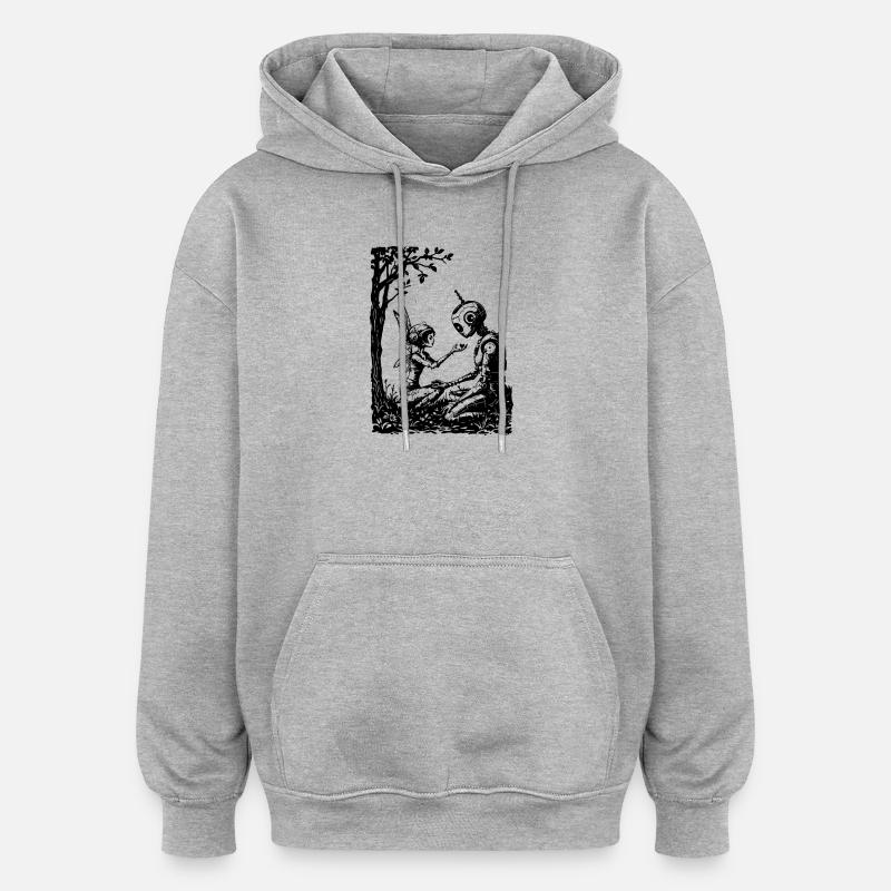 Fee repariert einen Roboter - Oversized Unisex Hoodie - Grau meliert