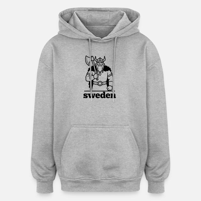 Suède - Sweat à capuche oversize unisexe - gris chiné