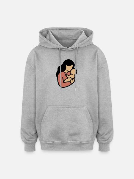 Mom Baby Boho Minimalism - Oversized Unisex Hoodie - heather grey