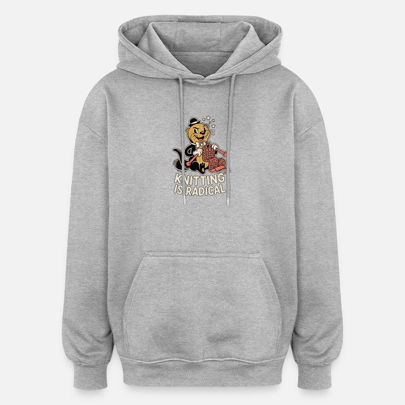 Loutre tricoteuse - Sweat à capuche oversize unisexe - gris chiné