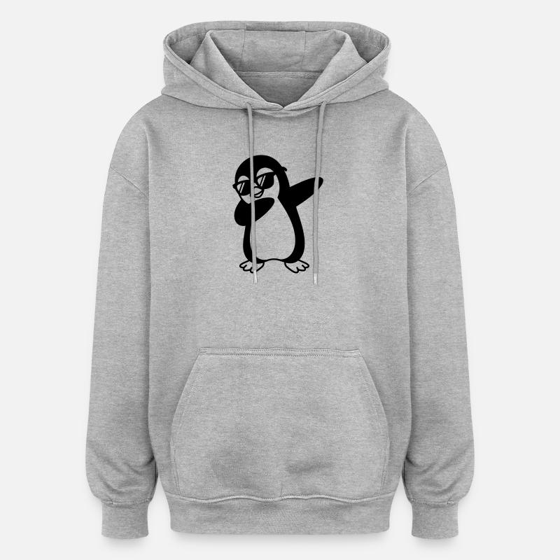 Pinguin Dab - Oversized Unisex Hoodie - Grau meliert