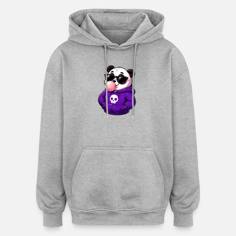 Cool_Panda_Bubblegum_Attitude - Sweat à capuche oversize unisexe - gris chiné