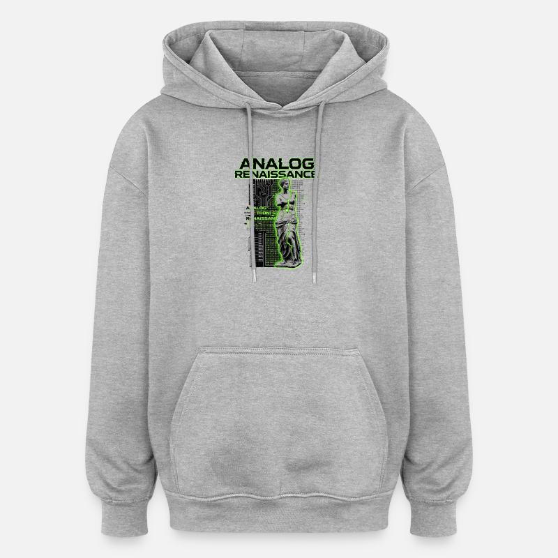 Cyberpunk de la Renaissance analogique - Sweat à capuche oversize unisexe - gris chiné