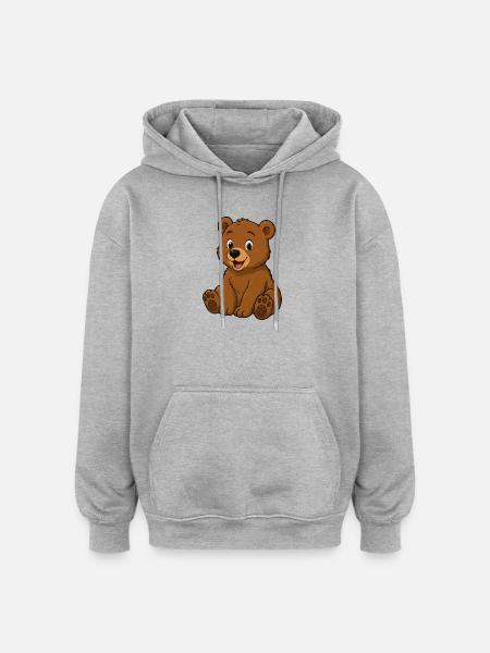 Cuddly Bear Cartoon – Cute Bear - Oversized Unisex Hoodie - heather grey
