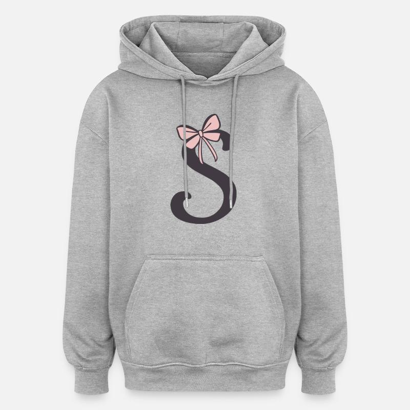 Anfangsbuchstabe S Schleifchen - Oversized Unisex Hoodie - Grau meliert