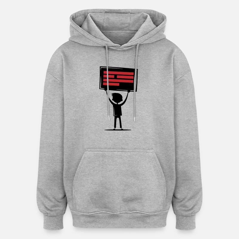 Botschaft Demonstration - Oversized Unisex Hoodie - Grau meliert
