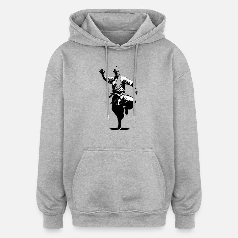 Shaolin Mönch - Kampfsport Sticker - Oversized Unisex Hoodie - Grau meliert