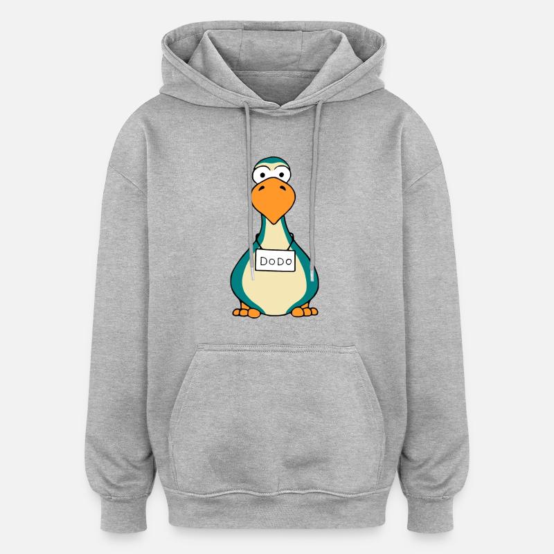 étrange dodo - dronte - Sweat à capuche oversize unisexe - gris chiné
