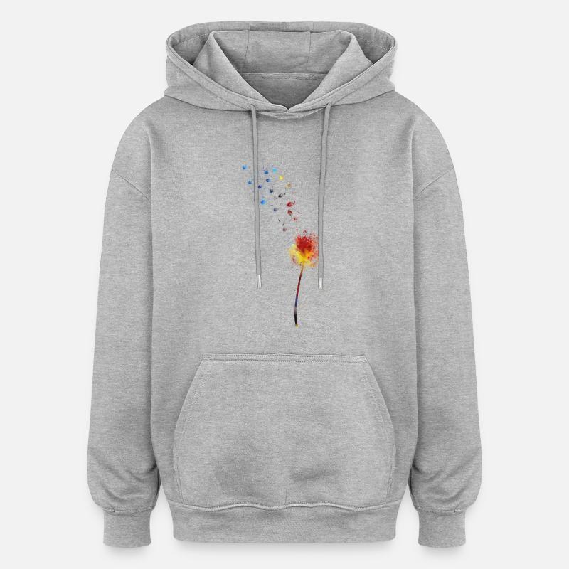 pissenlit - Sweat à capuche oversize unisexe - gris chiné