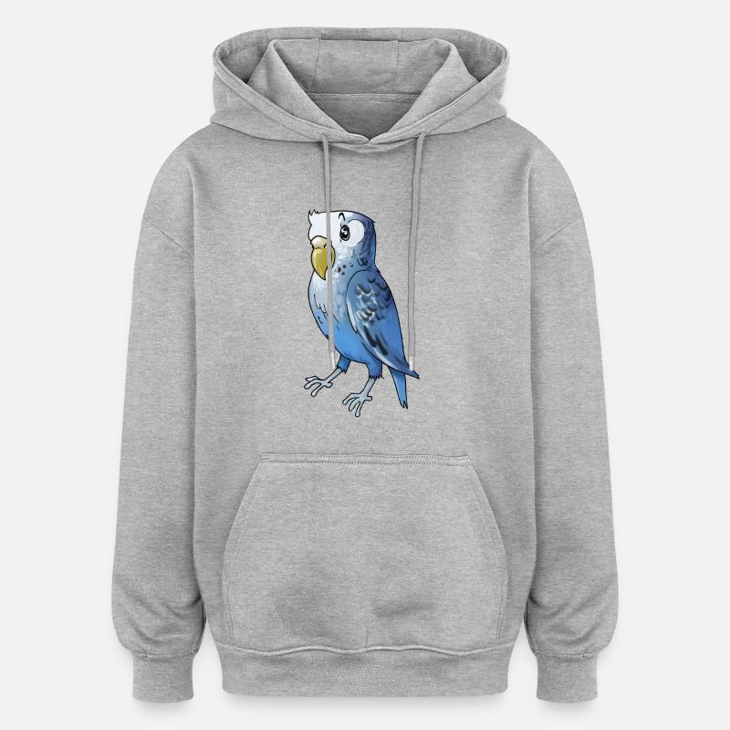 wellensittich budgie budgerigar birds voegel - Sweat à capuche oversize unisexe - gris chiné