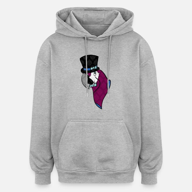 perroquet - Sweat à capuche oversize unisexe - gris chiné