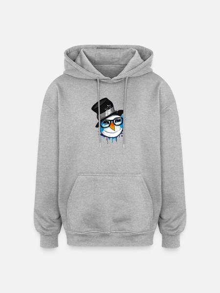 Snowman with nerd glasses - Oversized Unisex Hoodie - heather grey