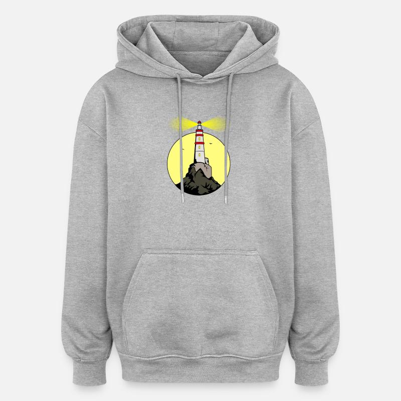 Phare - Sweat à capuche oversize unisexe - gris chiné