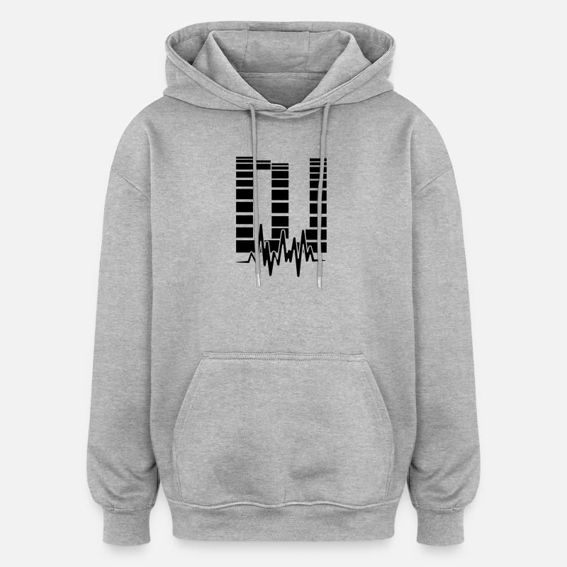 dj - Sweat à capuche oversize unisexe - gris chiné