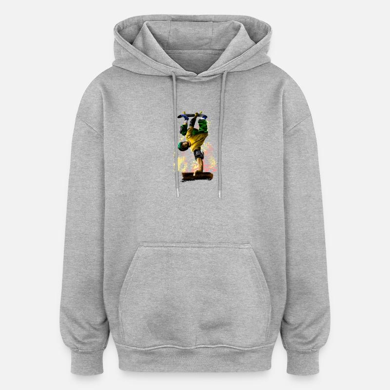 skateboarding - Sweat à capuche oversize unisexe - gris chiné