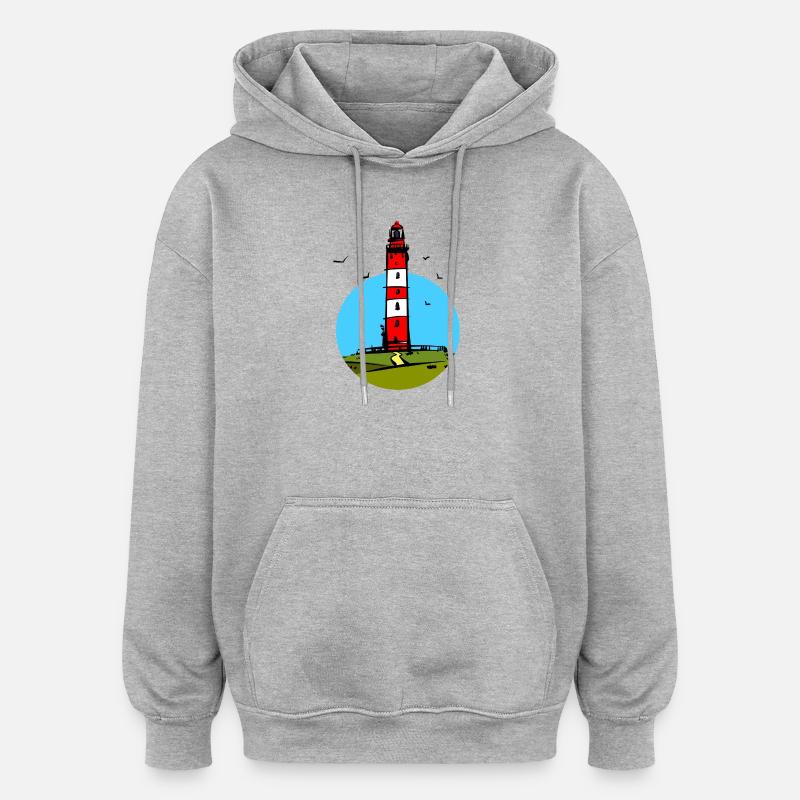 Leuchtturm Amrum Design - Oversized Unisex Hoodie - Grau meliert