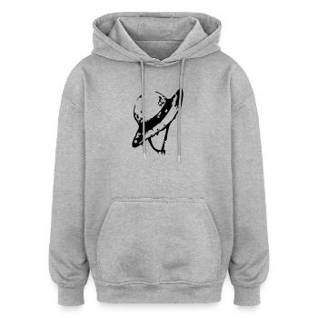 schéma de chapeau de paille - Sweat à capuche oversize unisexe - gris chiné - Devant - Noah (186cm)