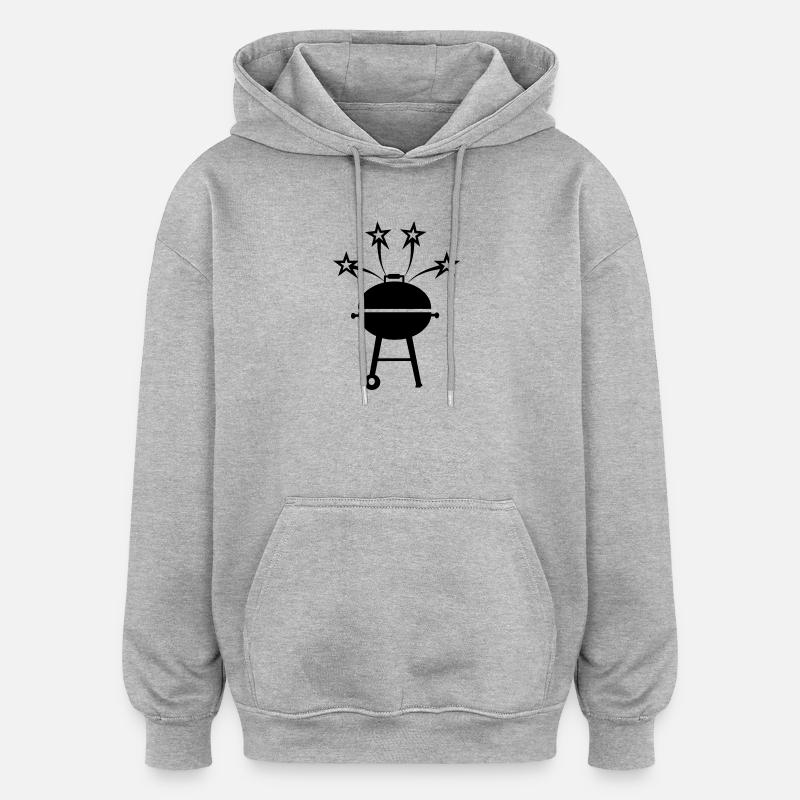 BBQ avec étoiles - Sweat à capuche oversize unisexe - gris chiné