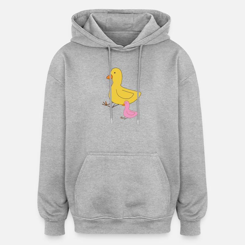 Canard Mère Enfant - Sweat à capuche oversize unisexe - gris chiné