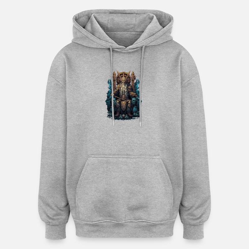 Vikings Odin Sons Throne Valhalla Valhalla - Oversized Unisex Hoodie - heather grey