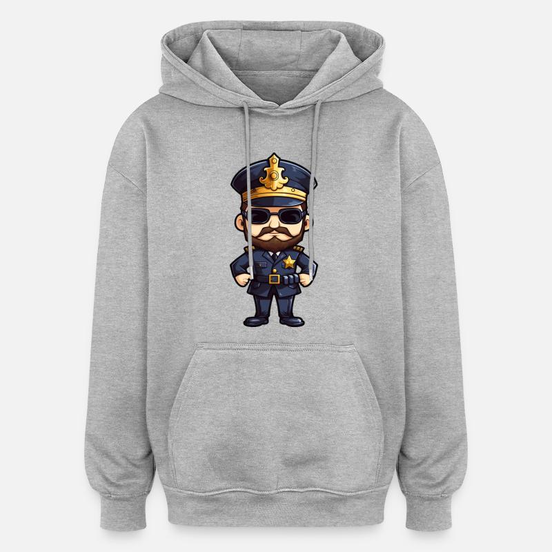Policier - Sweat à capuche oversize unisexe - gris chiné