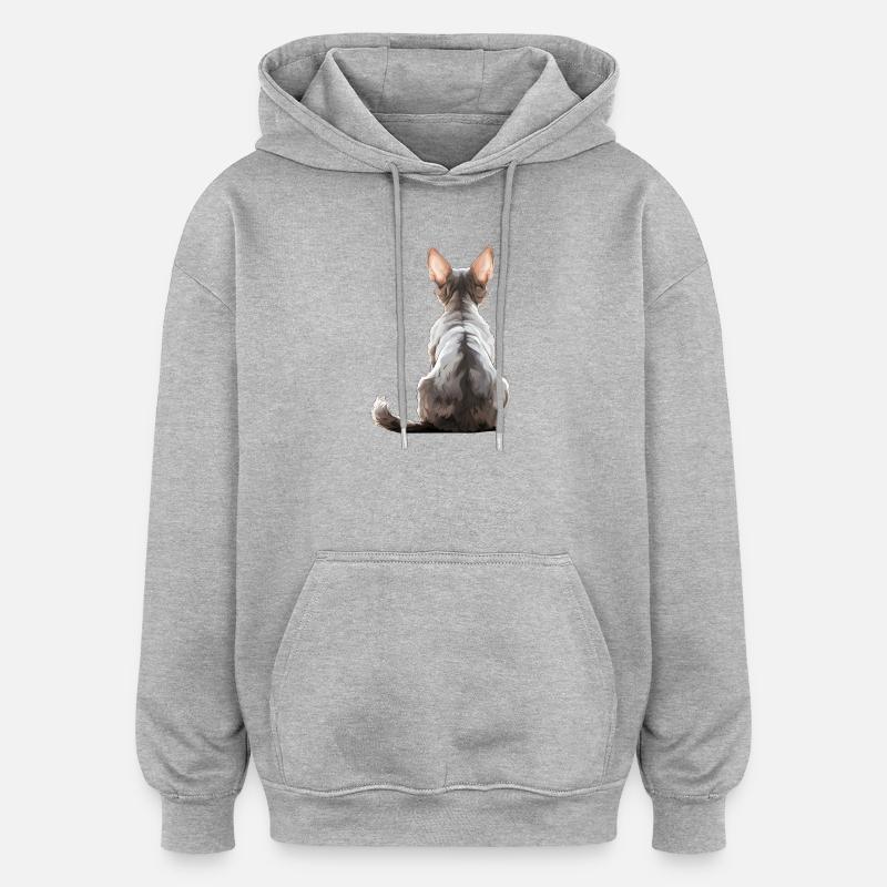 Devon Rex - Sweat à capuche oversize unisexe - gris chiné