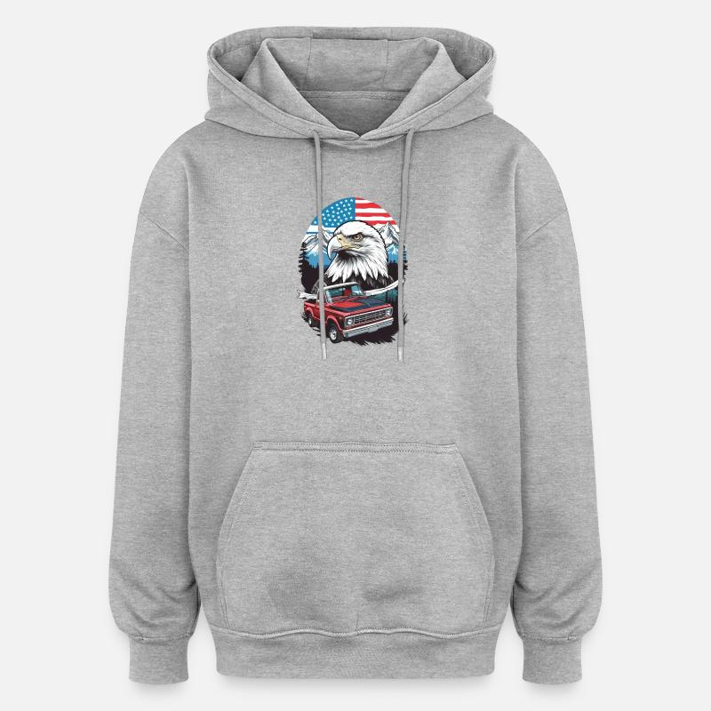 Abenteuerreise USA - Oversized Unisex Hoodie - Grau meliert