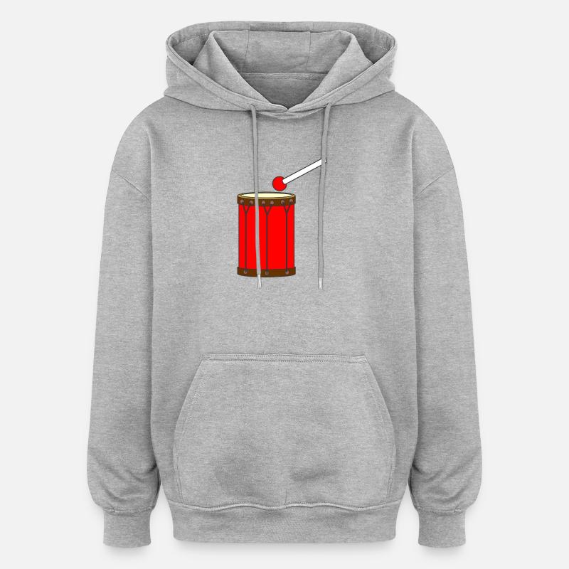 Große rote Trommeltrommel - Oversized Unisex Hoodie - Grau meliert