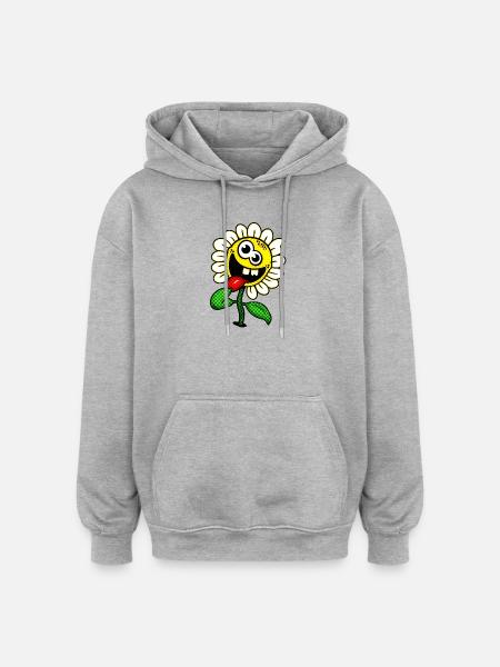 Funny Happy Flower / Crazy Flower - Oversized Unisex Hoodie - heather grey