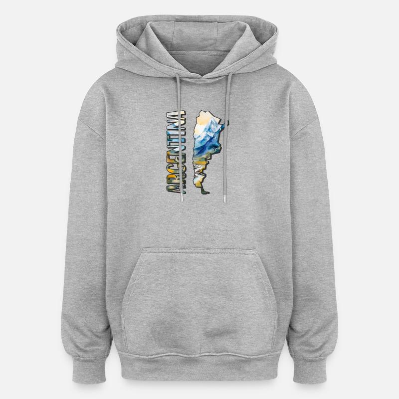 Carte à l’aquarelle Argentine - Sweat à capuche oversize unisexe - gris chiné