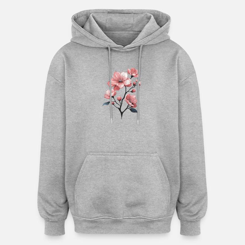 Kirschblüte - Oversized Unisex Hoodie - Grau meliert