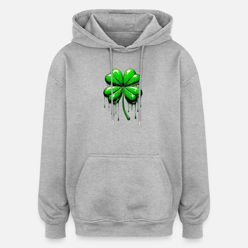 Vierblättriges Kleeblatt - Oversized Unisex Hoodie - Grau meliert