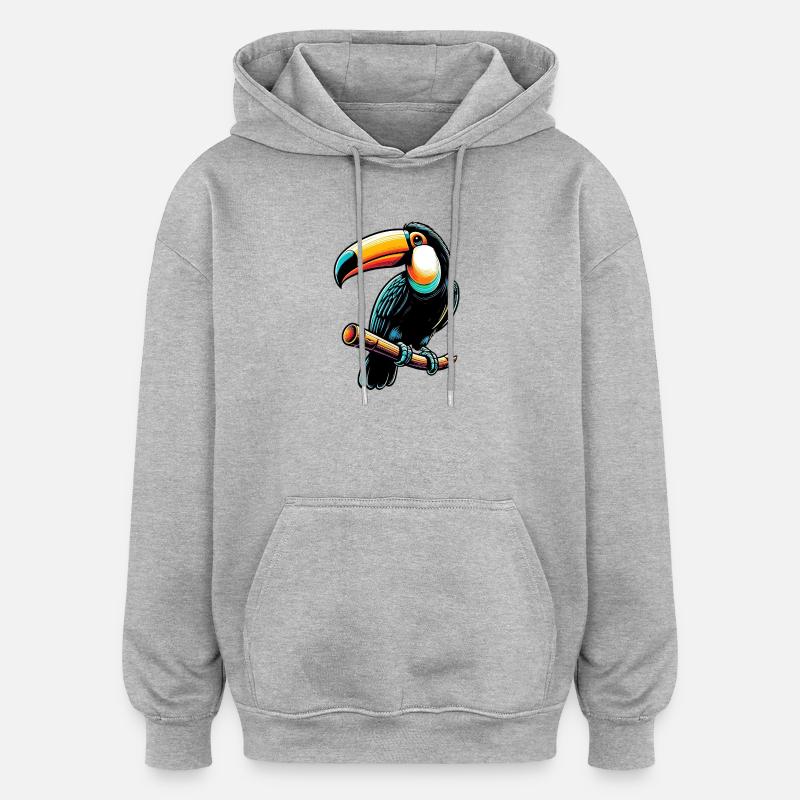 Toucan - Sweat à capuche oversize unisexe - gris chiné
