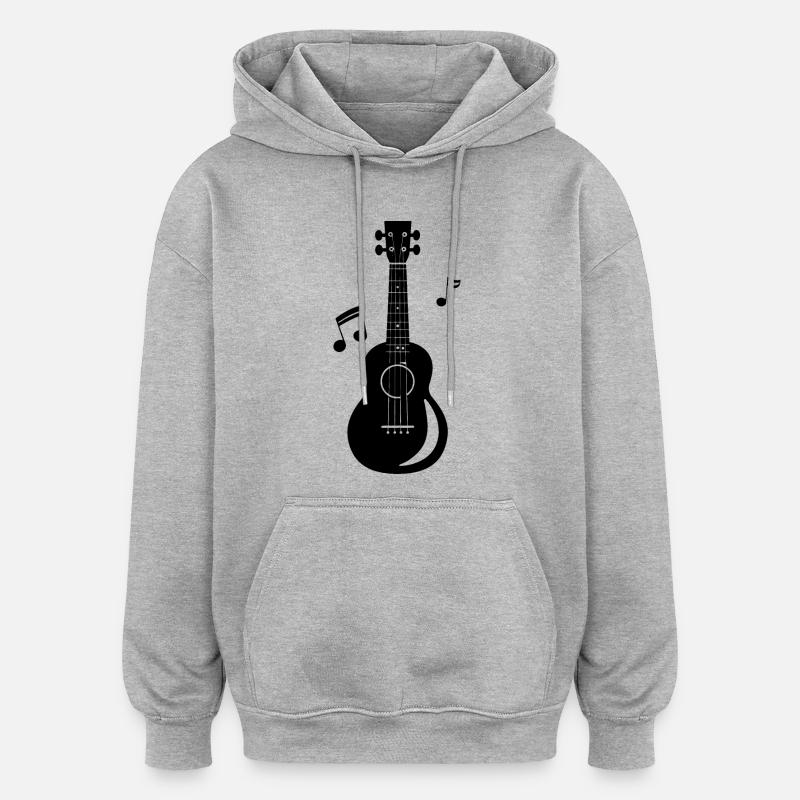 ukulélé - Sweat à capuche oversize unisexe - gris chiné