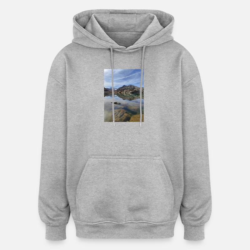 Lac Bramant - Sweat à capuche oversize unisexe - gris chiné