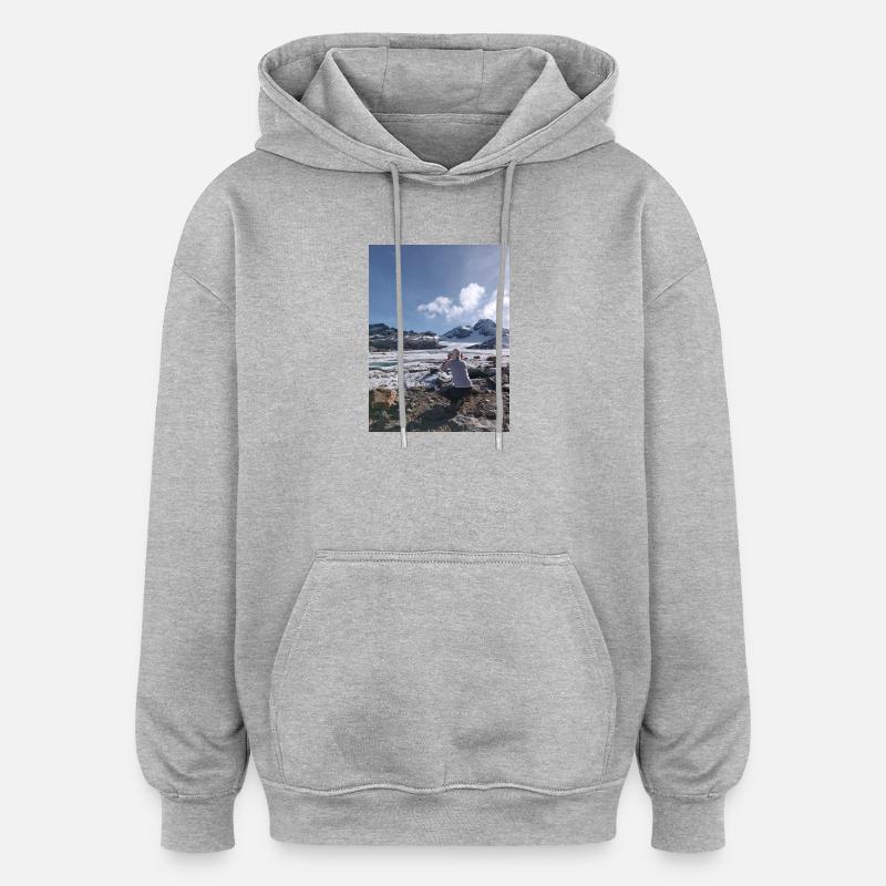 Glacier Saint Solin d'Arves - Sweat à capuche oversize unisexe - gris chiné