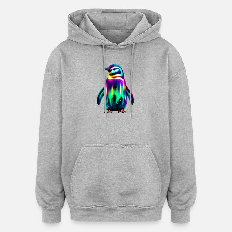 Pingouin - Sweat à capuche oversize unisexe - gris chiné