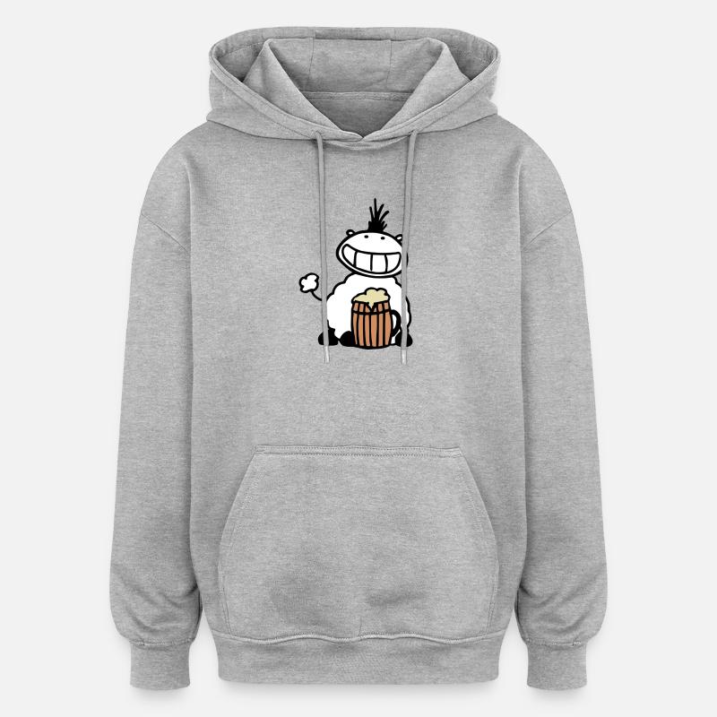 Bierschaf - Oversized Unisex Hoodie - Grau meliert